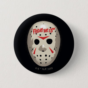 Friday the 13th   Hockey Mask Graphic 2 Inch Round Button