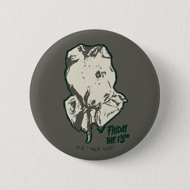 Friday the 13th | Jason Voorhees Burlap Sack 2 Inch Round Button (Front)