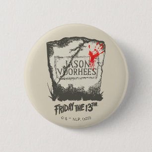 Friday the 13th   Jason Voorhees Headstone 2 Inch Round Button