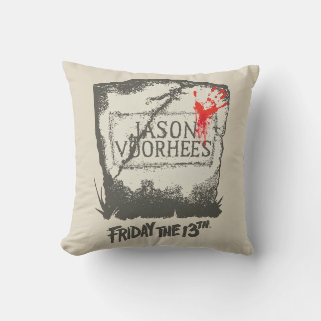 Friday the 13th | Jason Voorhees Headstone Throw Pillow (Front)
