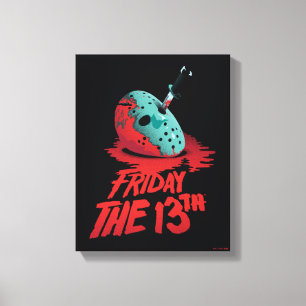 Friday the 13th   Knife Through Blue Hockey Mask Canvas Print