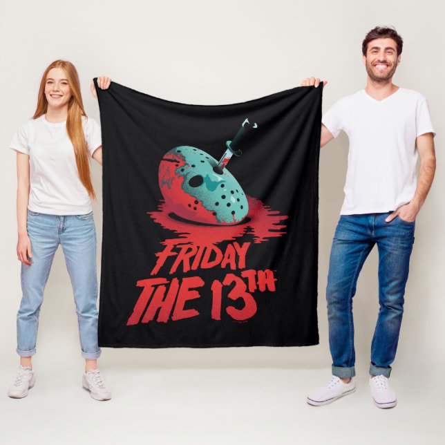 Friday the 13th | Knife Through Blue Hockey Mask Fleece Blanket (In Situ)