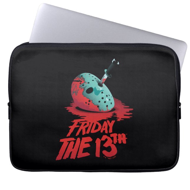 Friday the 13th | Knife Through Blue Hockey Mask Laptop Sleeve (Front)