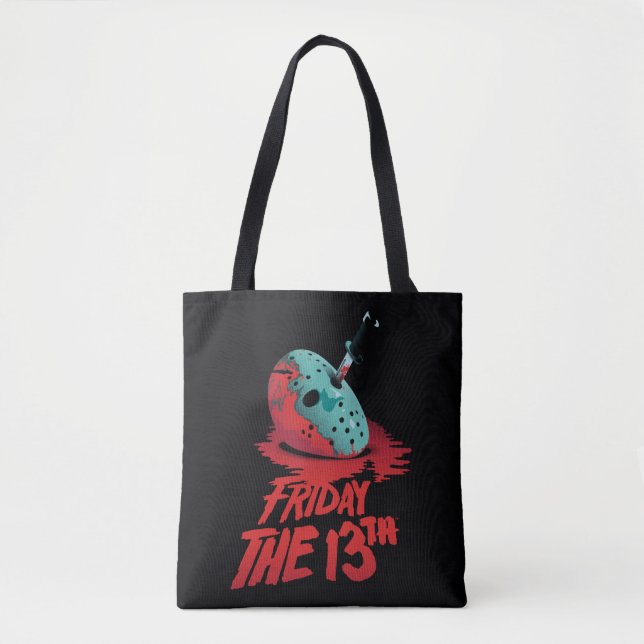 Friday the 13th | Knife Through Blue Hockey Mask Tote Bag (Front)