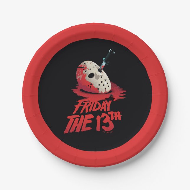 Friday the 13th | Knife Through Hockey Mask Paper Plate (Front)