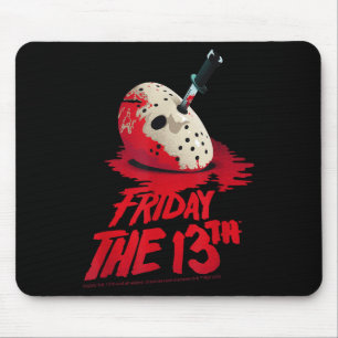Friday The 13th Mask Blood Halloween Design Mouse Pad