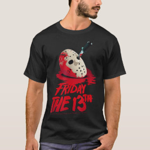 Friday The 13th Mask Blood Halloween Design  T-Shirt
