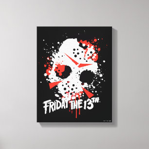 Friday the 13th   Paint Splatter Hockey Mask Canvas Print