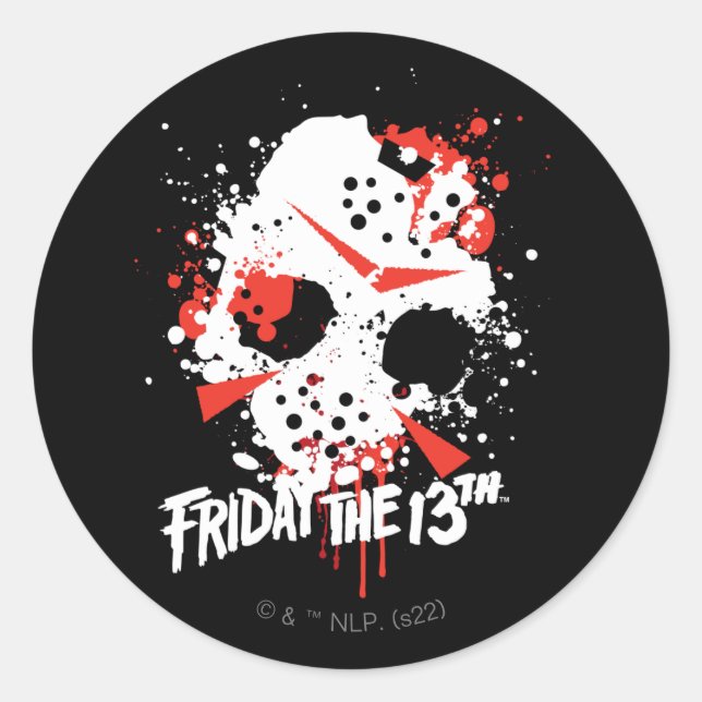 Friday the 13th | Paint Splatter Hockey Mask Classic Round Sticker (Front)