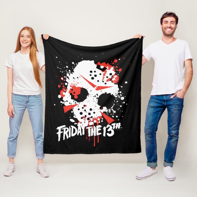 Friday the 13th | Paint Splatter Hockey Mask Fleece Blanket (In Situ)