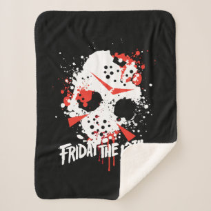 Friday the 13th   Paint Splatter Hockey Mask Sherpa Blanket