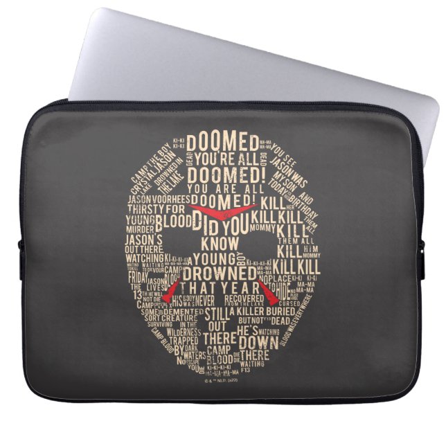 Friday the 13th | Typography Hockey Mask Laptop Sleeve (Front)