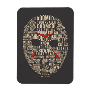 Friday the 13th   Typography Hockey Mask Magnet