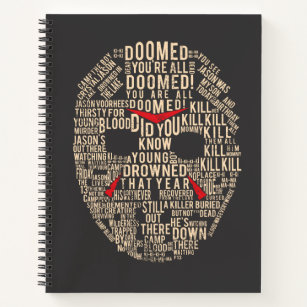 Friday the 13th   Typography Hockey Mask Notebook