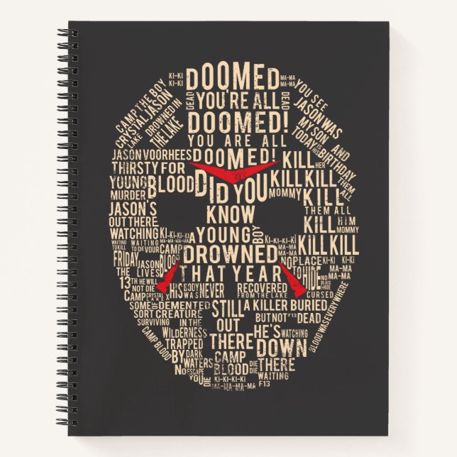 Friday the 13th | Typography Hockey Mask Notebook (Front)