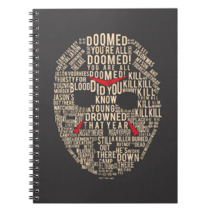 Friday the 13th   Typography Hockey Mask Notebook
