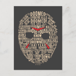 Friday the 13th Typography Hockey Mask Postcard