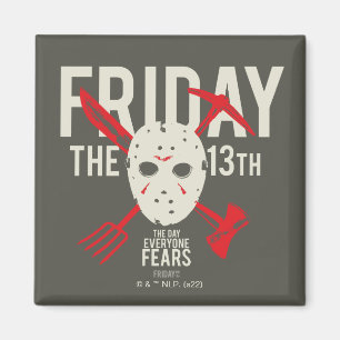 Friday the 13th Weapons Cross Hockey Mask Magnet