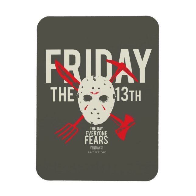 Friday the 13th | Weapons Cross Hockey Mask Magnet (Vertical)