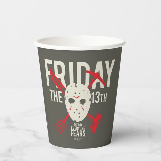 Friday the 13th | Weapons Cross Hockey Mask Paper Cups (Front)