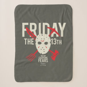 Friday the 13th   Weapons Cross Hockey Mask Sherpa Blanket
