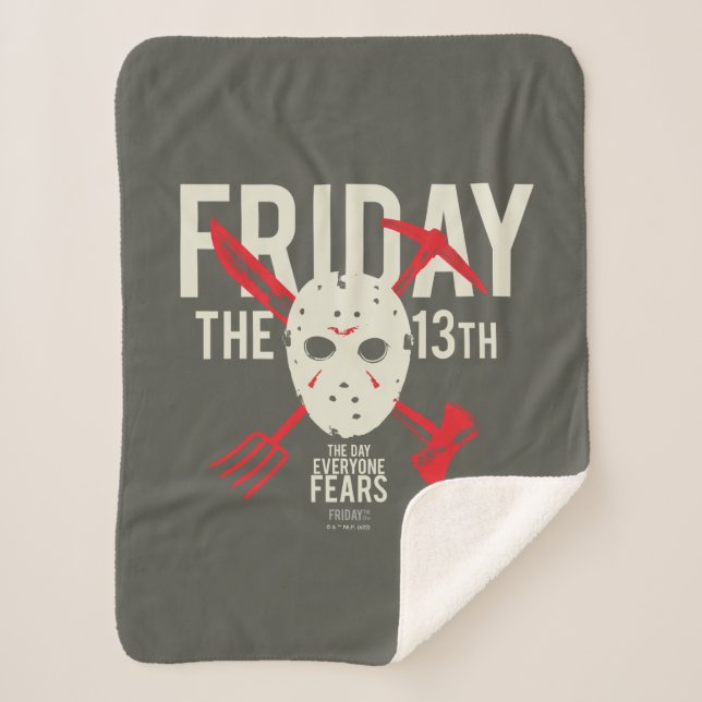 Friday the 13th | Weapons Cross Hockey Mask Sherpa Blanket (Front)