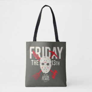 Friday the 13th   Weapons Cross Hockey Mask Tote Bag