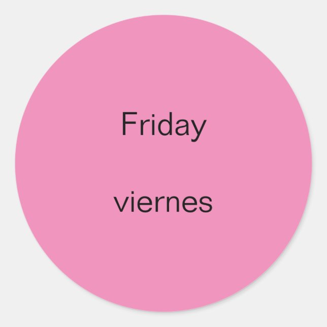 Friday viernes English to Spanish Stickers (Front)