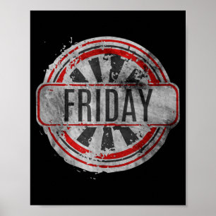 Friday Vintage Friday 80s Retro Morning Day Week  Poster