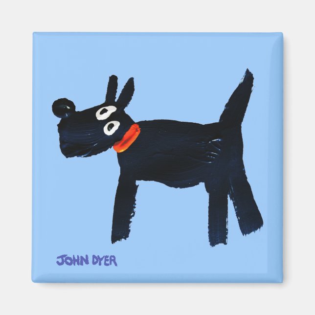 Fridge Art: John Dyer Blue Bella Scotty Dog Magnet (Front)