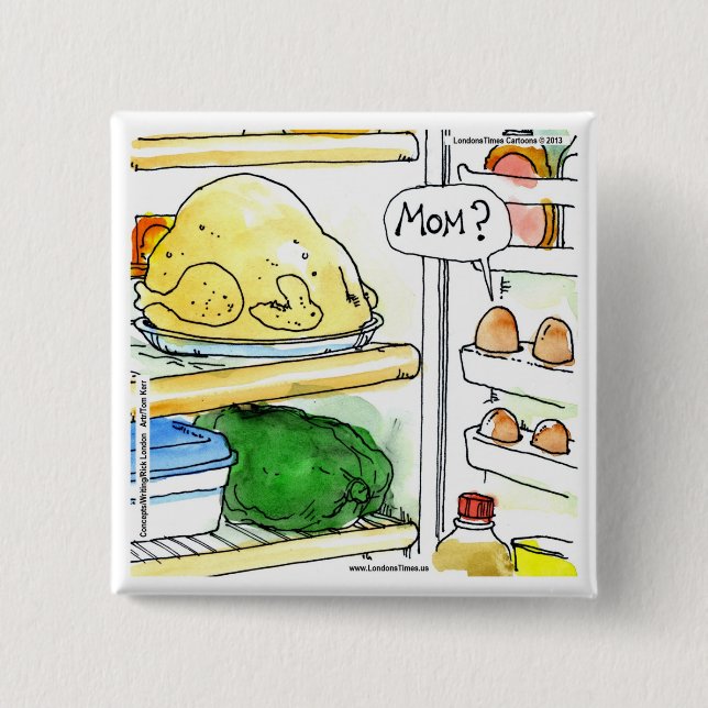Fridge Chicken Egg Family Funny 2 Inch Square Button (Front)