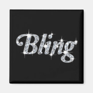 Fridge magnet with faux diamonds bling design
