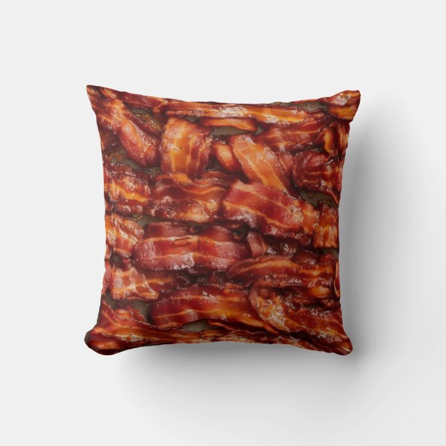 Fried Bacon. Breakfast Series Throw Pillow (Front)
