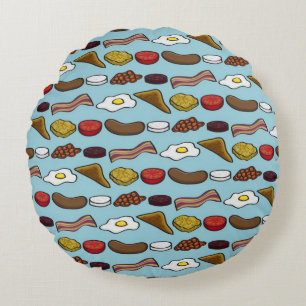 Fried Breakfast Round Pillow