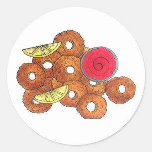 Fried Calamari Rings Italian Food Appetizer Foodie Classic Round Sticker