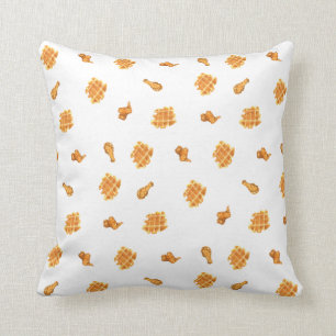 Fried Chicken and Waffles Pattern Throw Pillow