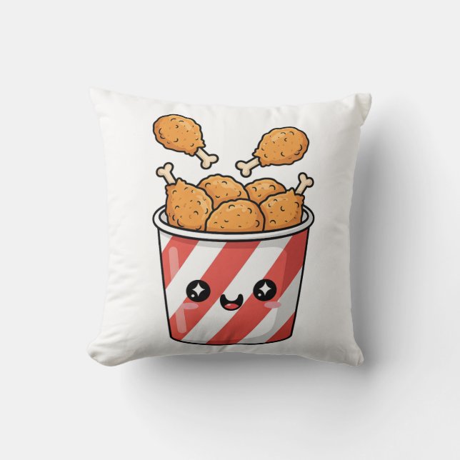 Fried Chicken Bucket Throw Pillow (Front)