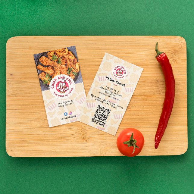 Fried Chicken Business | Modern Bright Barcode Business Card (Creator Uploaded)