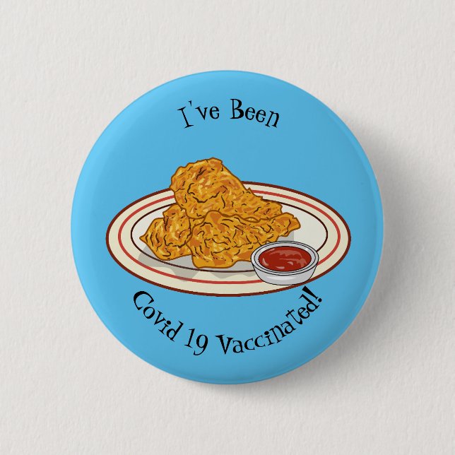 Fried chicken cartoon illustration 2 inch round button (Front)