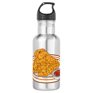 Fried chicken cartoon illustration 532 ml water bottle