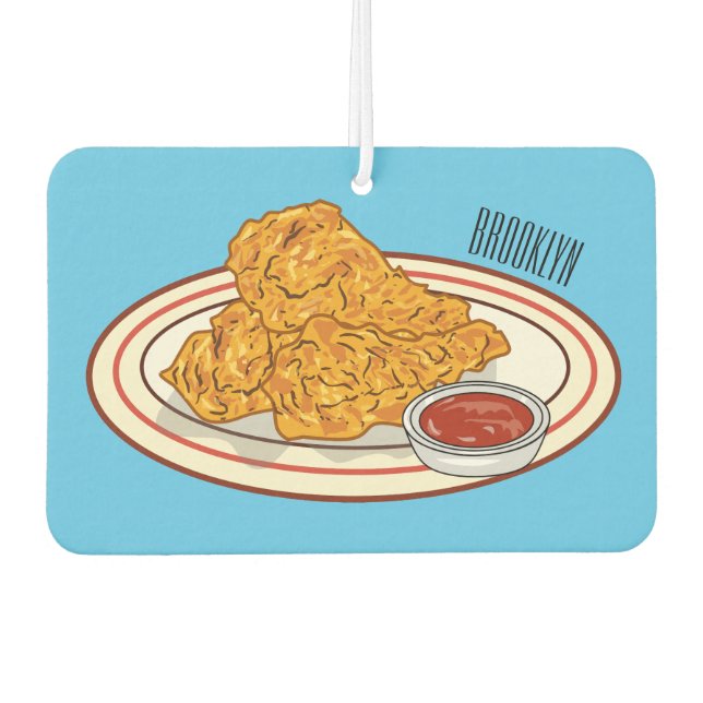 Fried chicken cartoon illustration air freshener (Front)