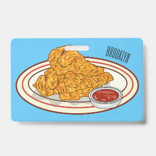 Fried chicken cartoon illustration badge