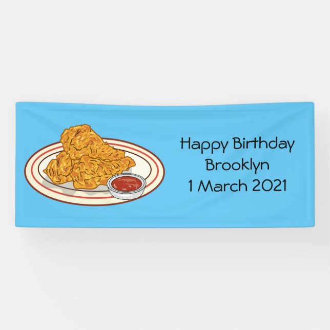 Fried chicken cartoon illustration banner (Horizontal)