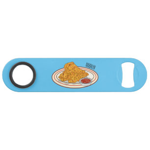 Fried chicken cartoon illustration bar key