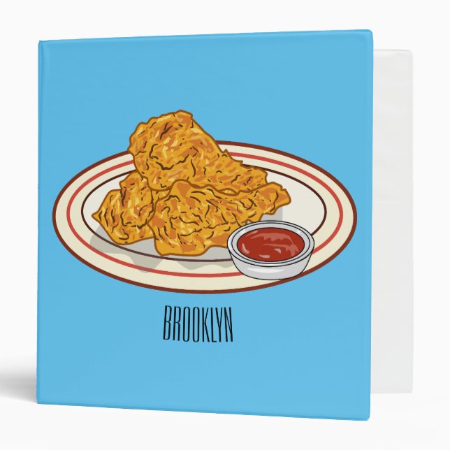 Fried chicken cartoon illustration binder (Front/Inside)