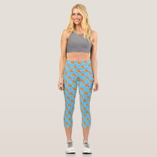 Fried chicken cartoon illustration capri leggings