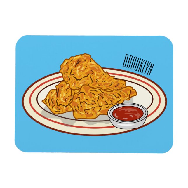 Fried chicken cartoon illustration magnet (Horizontal)