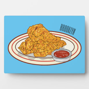 Fried chicken cartoon illustration plaque