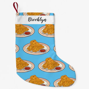 Fried chicken cartoon illustration small christmas stocking
