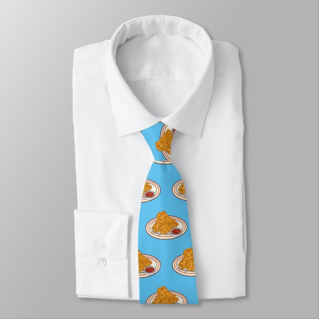 Fried chicken cartoon illustration tie (Tied)
